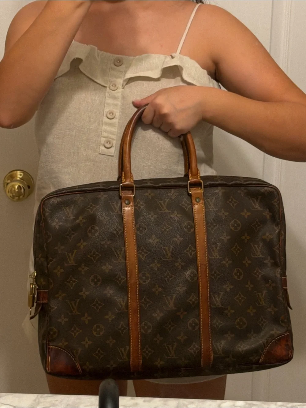 Vintage Louis Vuitton Monogram Canvas Porte Documents Voyage Briefcase